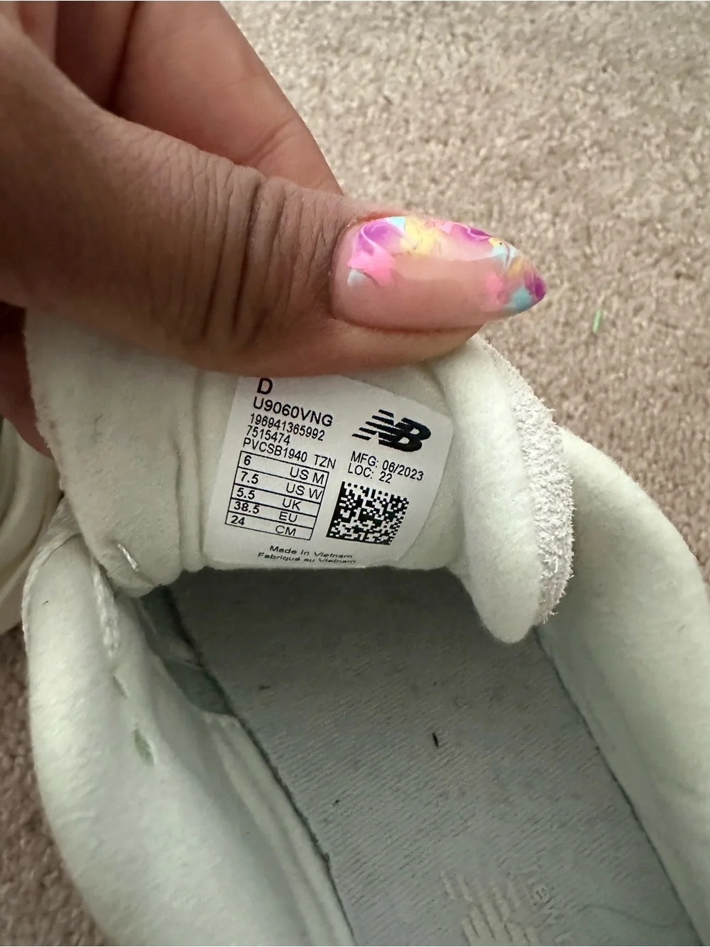 New Balance 9060 Green and Cream Sneakers